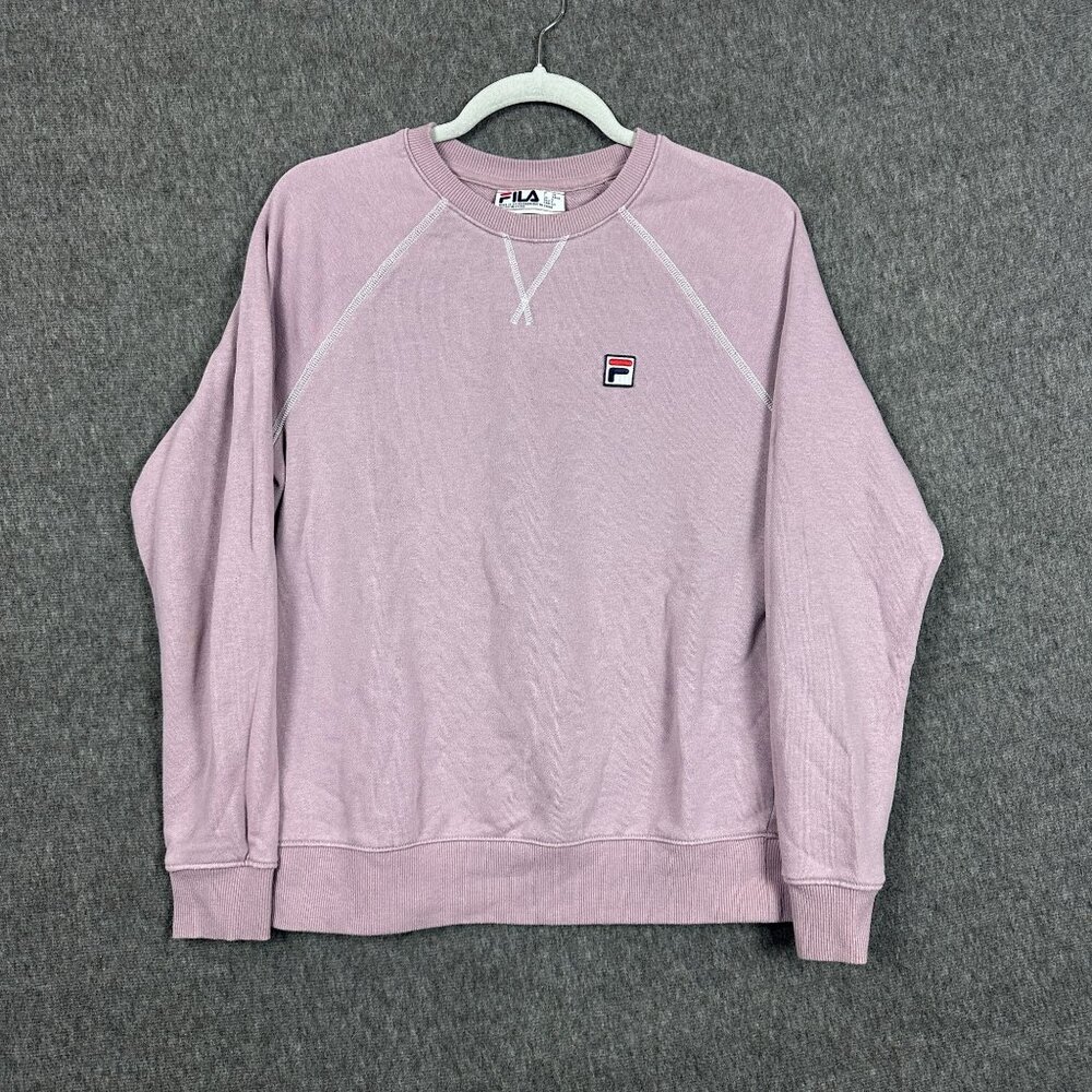 Fila Womens Small Lilac Sweatshirt 100% Cotton Logo Crewneck Casual Lightweight
